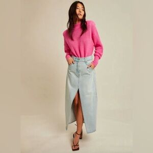 Light Wash Denim Maxi Skirt